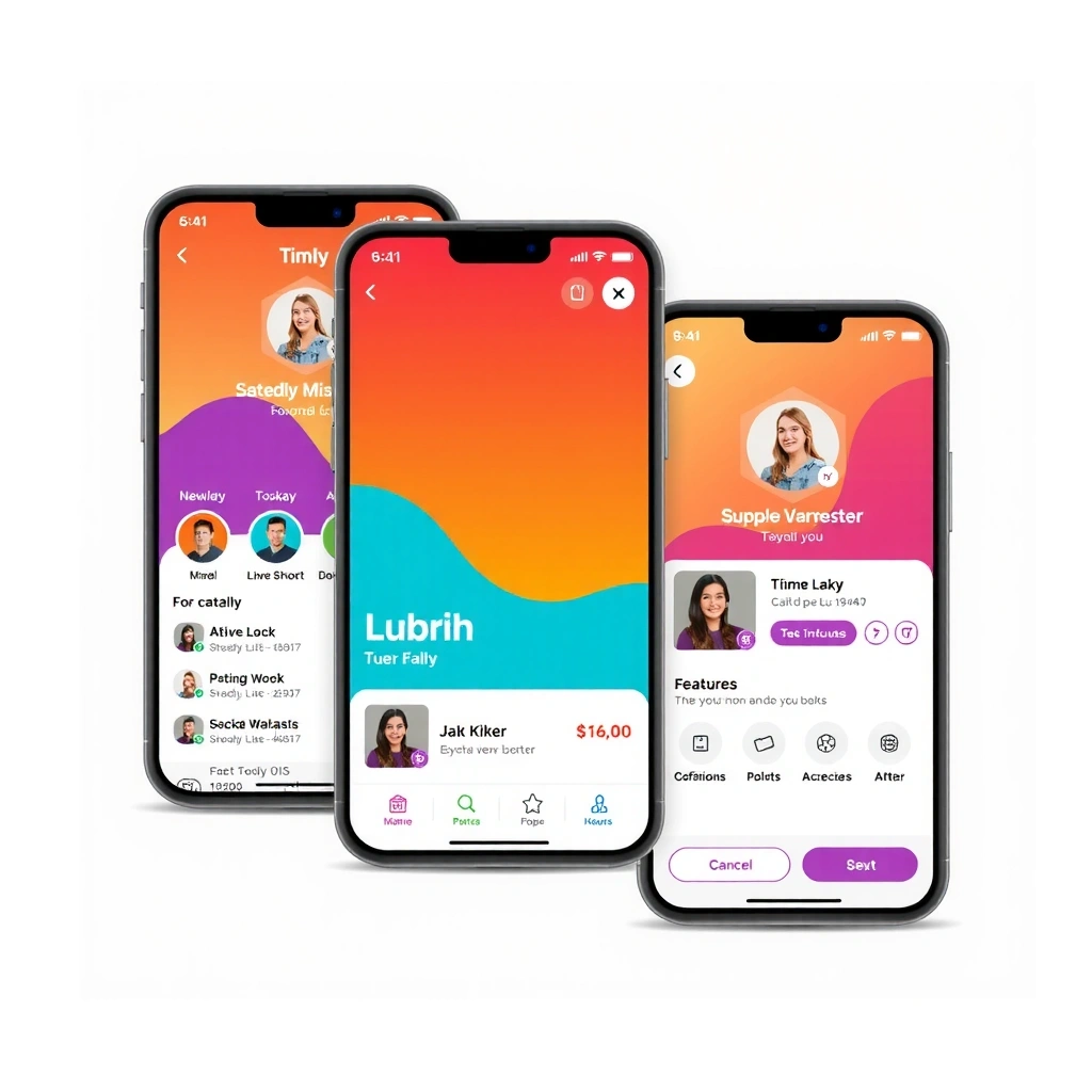 Mobile app interface showing user interface design, navigation, and app functionality